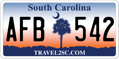 SC license plate AFB542