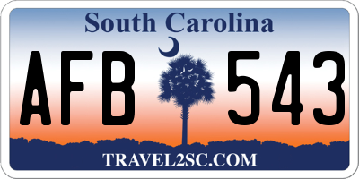 SC license plate AFB543