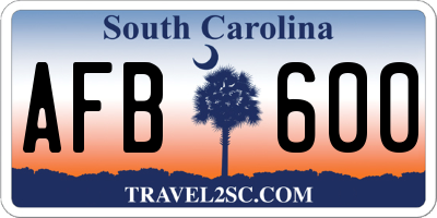 SC license plate AFB600