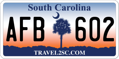 SC license plate AFB602
