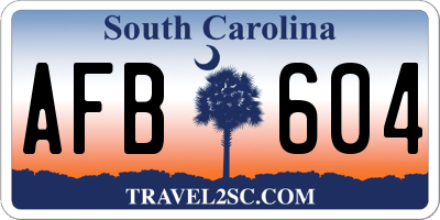SC license plate AFB604