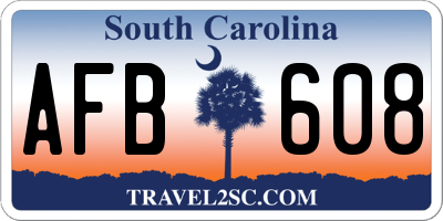 SC license plate AFB608