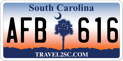 SC license plate AFB616