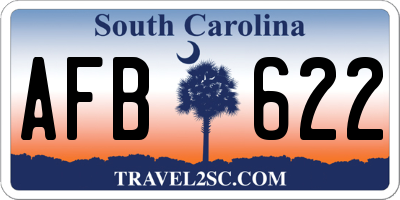 SC license plate AFB622