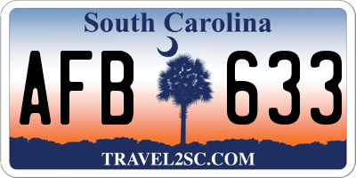 SC license plate AFB633