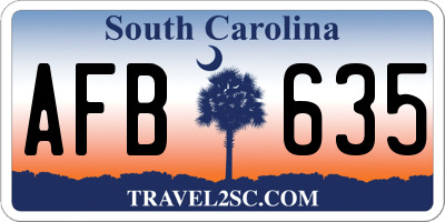 SC license plate AFB635