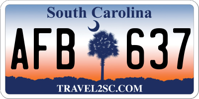 SC license plate AFB637