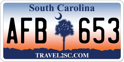 SC license plate AFB653