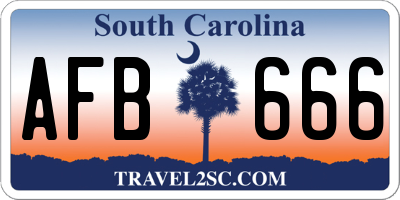 SC license plate AFB666