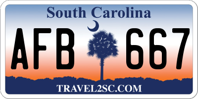 SC license plate AFB667