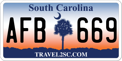 SC license plate AFB669