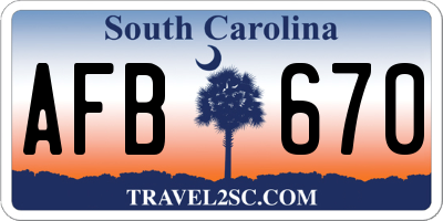 SC license plate AFB670