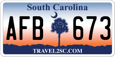 SC license plate AFB673
