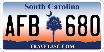 SC license plate AFB680