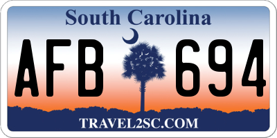 SC license plate AFB694
