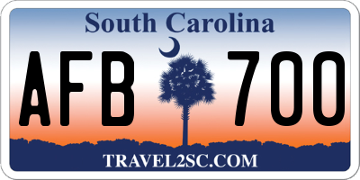 SC license plate AFB700