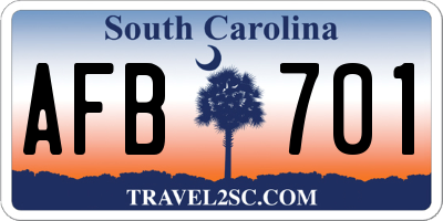 SC license plate AFB701