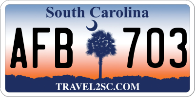 SC license plate AFB703