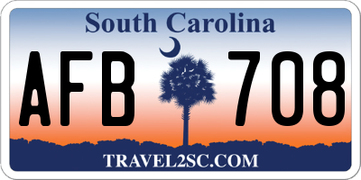 SC license plate AFB708