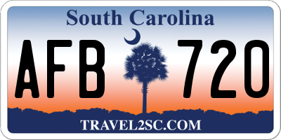 SC license plate AFB720