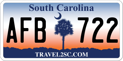 SC license plate AFB722