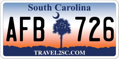 SC license plate AFB726