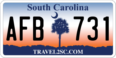 SC license plate AFB731