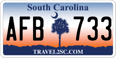 SC license plate AFB733
