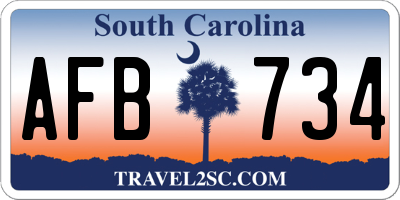 SC license plate AFB734