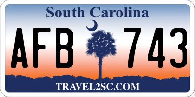 SC license plate AFB743