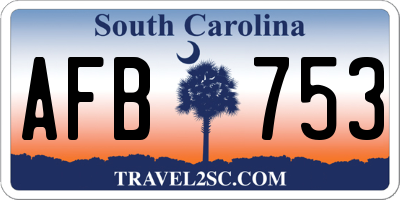 SC license plate AFB753