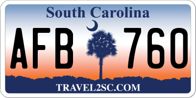 SC license plate AFB760