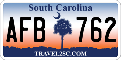 SC license plate AFB762
