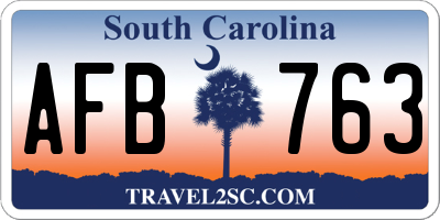 SC license plate AFB763