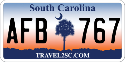 SC license plate AFB767