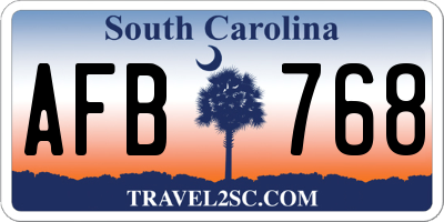 SC license plate AFB768