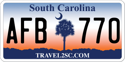SC license plate AFB770