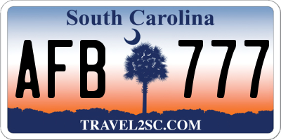 SC license plate AFB777