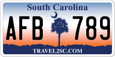 SC license plate AFB789