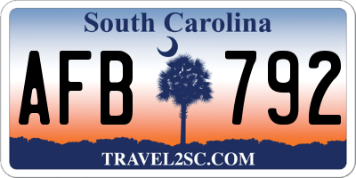 SC license plate AFB792