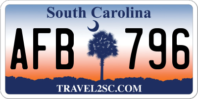SC license plate AFB796