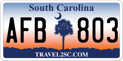 SC license plate AFB803