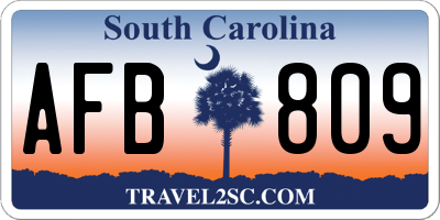 SC license plate AFB809