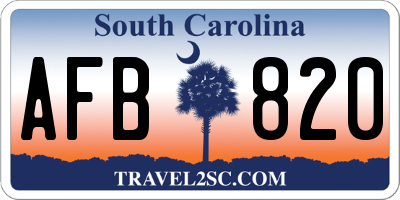 SC license plate AFB820