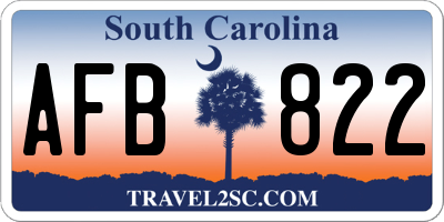 SC license plate AFB822