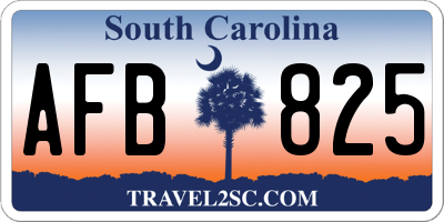 SC license plate AFB825