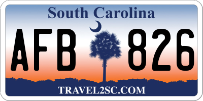 SC license plate AFB826