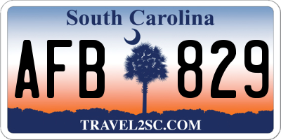 SC license plate AFB829