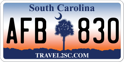 SC license plate AFB830
