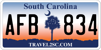 SC license plate AFB834